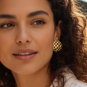 Givenchy Vintage gold-tone basket weave clip-on earrings